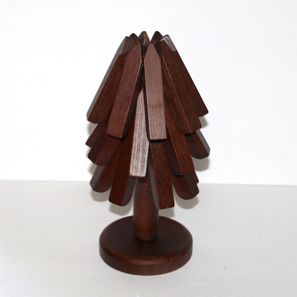 Trivet Tree Set dark wood 3 trivets plus stand kitchen decor